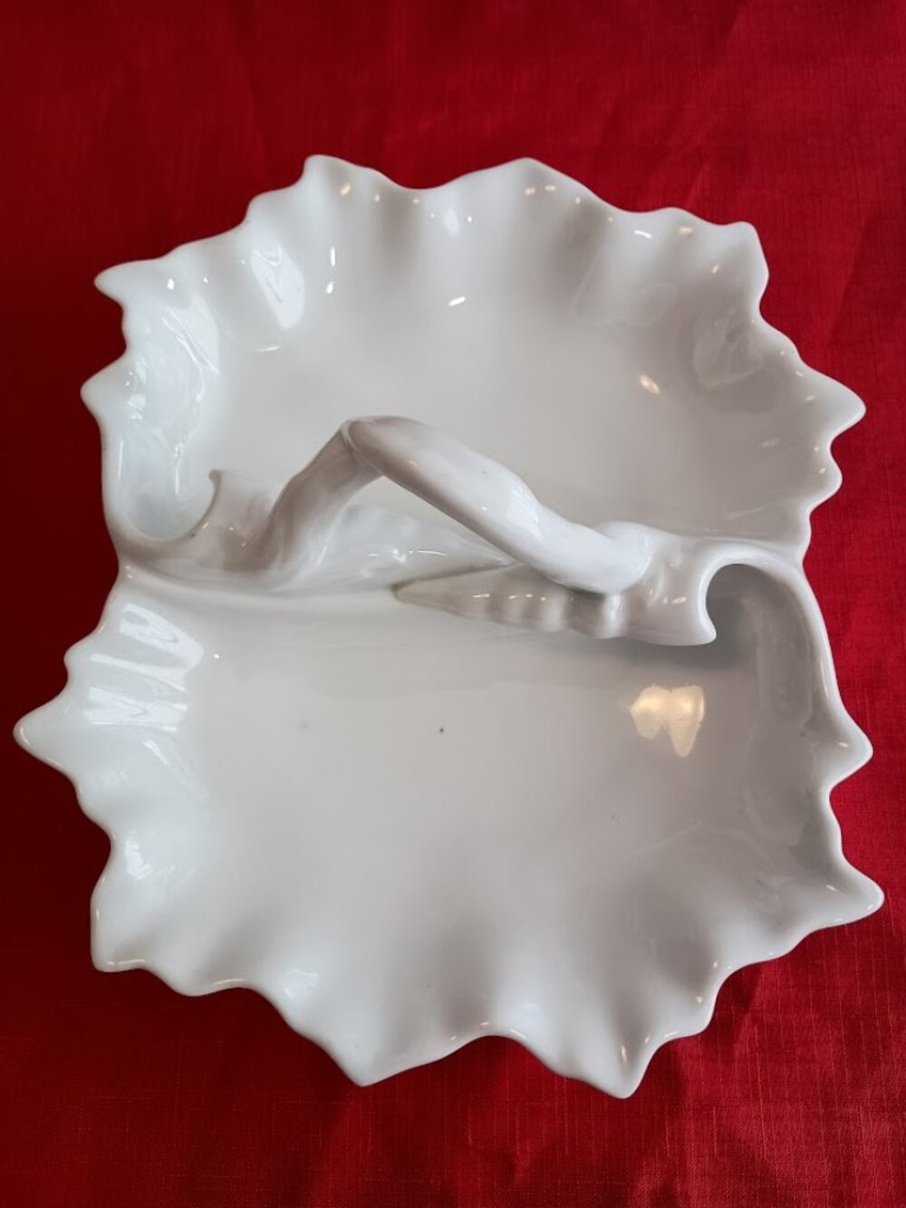 Vintage White Ceramic Divided Dish with Handle